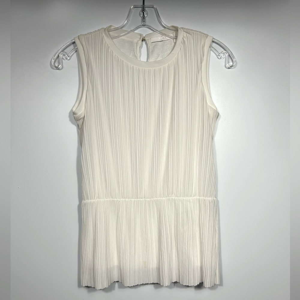 Boss Emirna Sleeveless Pleated Stretch White Blouse Top S